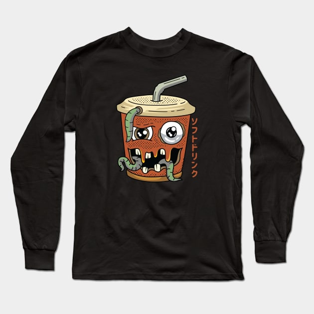 Kawaii Japanese Monster Drink Long Sleeve T-Shirt by spacedowl